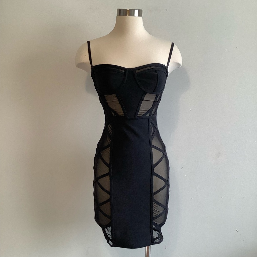 🖤Fashion Nova Mesh Cutout Little Black Dress